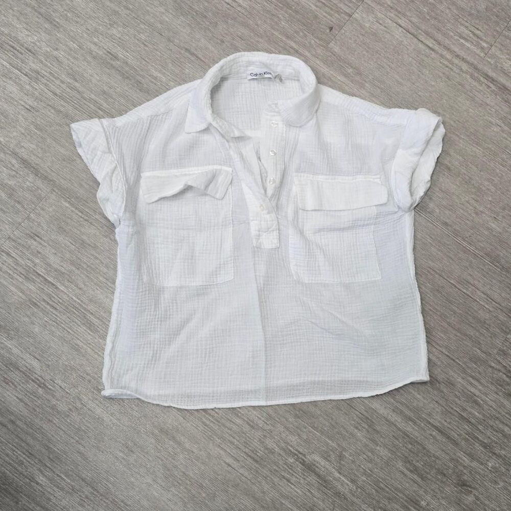 Calvin Klein Women's size XS white button up